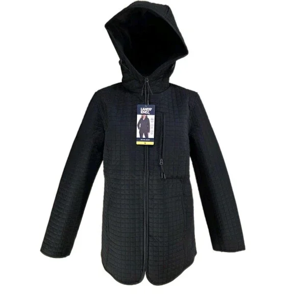 Lands End Women's Quilted Jacket Hooded Size Small Black Fully Lined Zip NWT - Picture 5 of 15